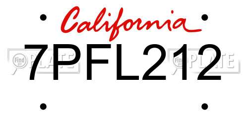 7PFL212 California License Plate