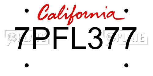 7PFL377 California License Plate