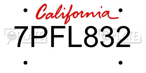 7PFL832 California License Plate