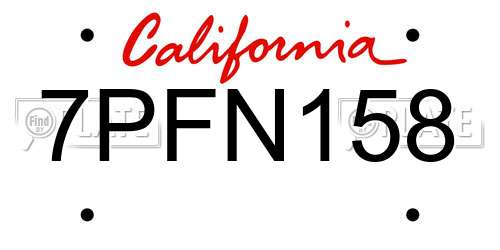 7PFN158 California License Plate