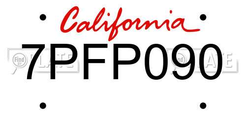 7PFP090 California License Plate
