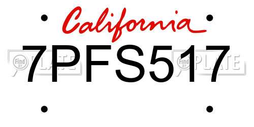 7PFS517 California License Plate