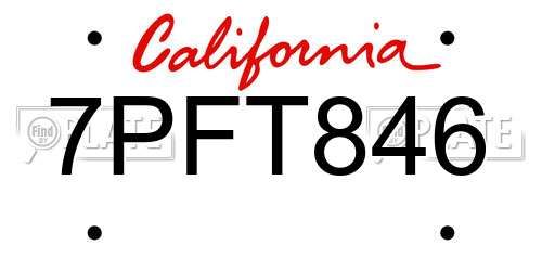 7PFT846 California License Plate