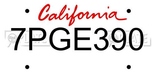 7PGE390 California License Plate