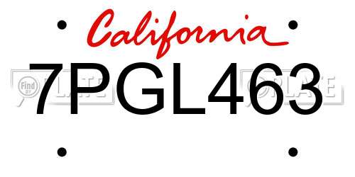 7PGL463 California License Plate