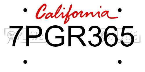 7PGR365 California License Plate