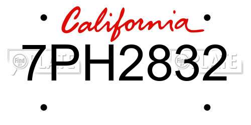 7PH2832 California License Plate