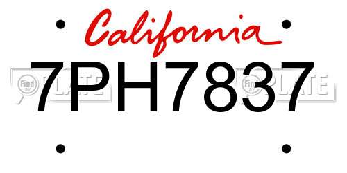 7PH7837 California License Plate