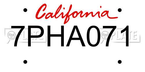 7PHA071 California License Plate