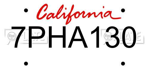 7PHA130 California License Plate
