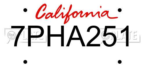 7PHA251 California License Plate