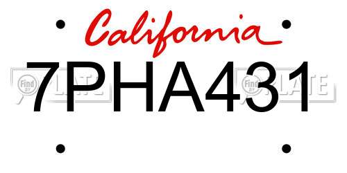 7PHA431 California License Plate