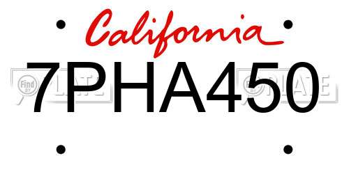 7PHA450 California License Plate