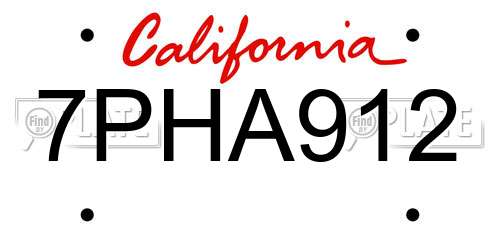 7PHA912 California License Plate