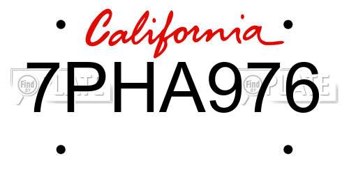 7PHA976 California License Plate