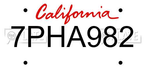 7PHA982 California License Plate