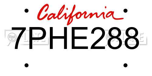 7PHE288 California License Plate