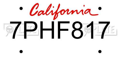 7PHF817 California License Plate