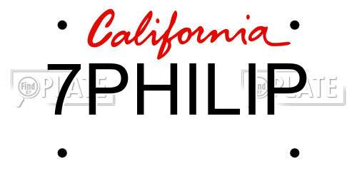 7PHILIP California License Plate