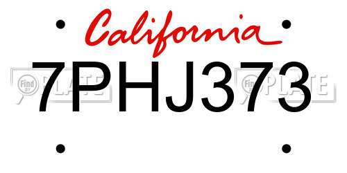 7PHJ373 California License Plate