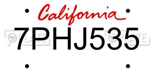 7PHJ535 California License Plate