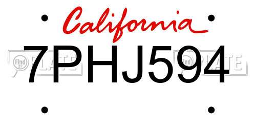 7PHJ594 California License Plate