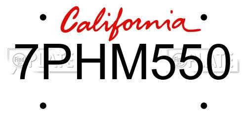 7PHM550 California License Plate