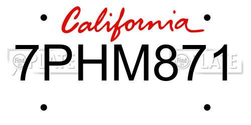 7PHM871 California License Plate