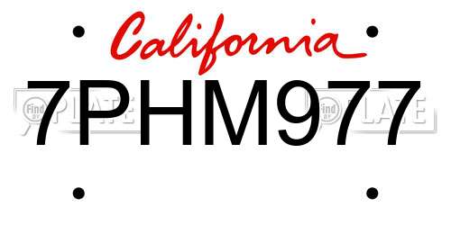 7PHM977 California License Plate