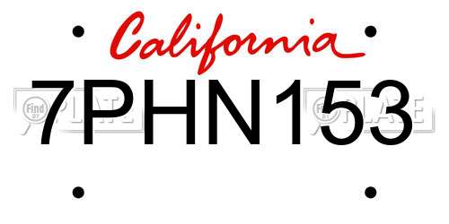 7PHN153 California License Plate