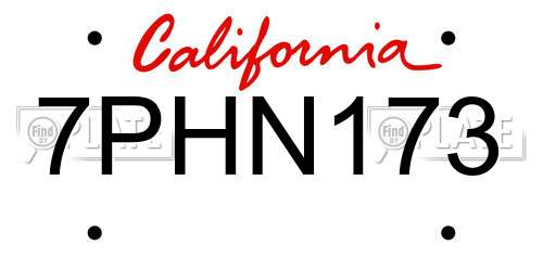 7PHN173 California License Plate