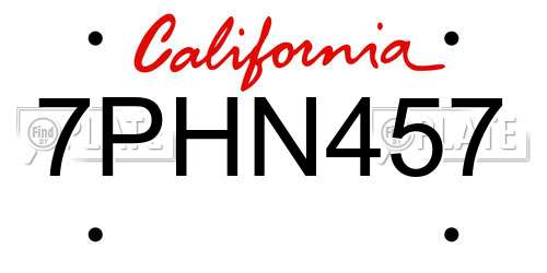 7PHN457 California License Plate
