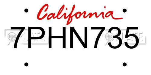 7PHN735 California License Plate
