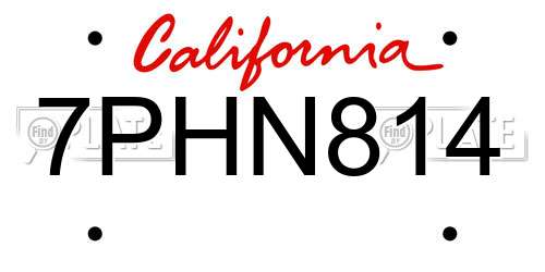 7PHN814 California License Plate