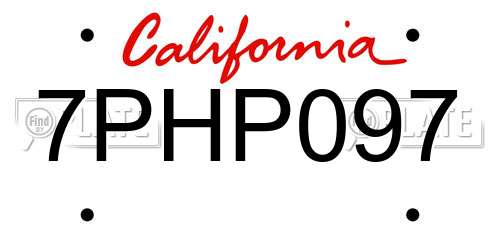 7PHP097 California License Plate