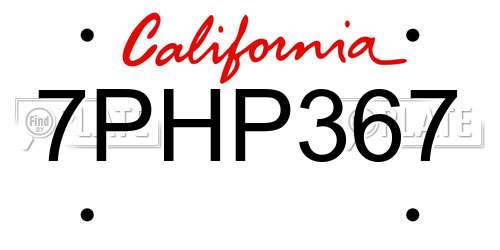 7PHP367 California License Plate