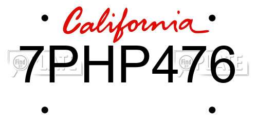 7PHP476 California License Plate