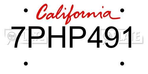 7PHP491 California License Plate