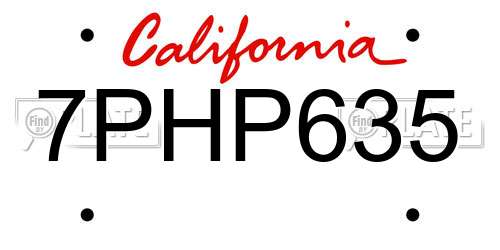 7PHP635 California License Plate