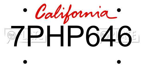 7PHP646 California License Plate