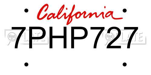 7PHP727 California License Plate