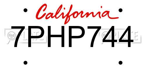 7PHP744 California License Plate