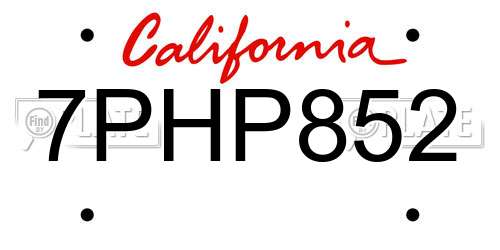 7PHP852 California License Plate