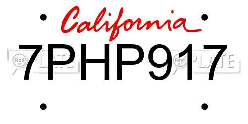 7PHP917 California License Plate
