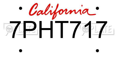 7PHT717 California License Plate