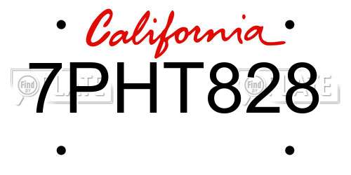 7PHT828 California License Plate