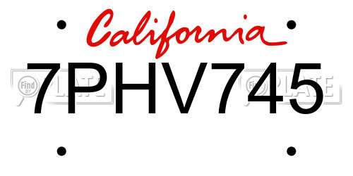 7PHV745 California License Plate