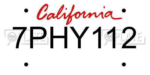 7PHY112 California License Plate