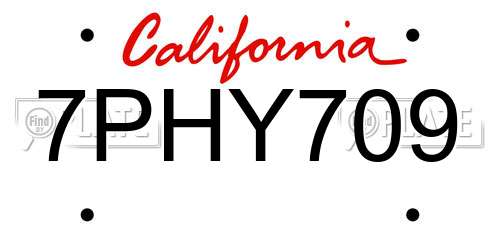 7PHY709 California License Plate