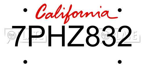 7PHZ832 California License Plate